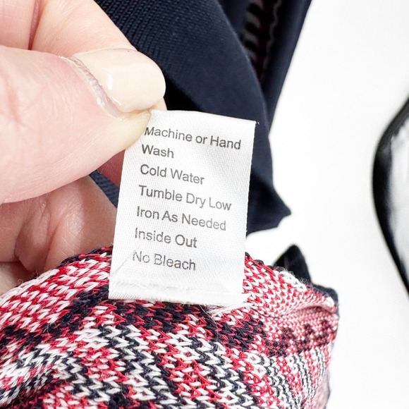 Ming Wang Womens 0X Navy Blue Red White Geometric Stripe Knit Jacket Cardigan - Picture 6 of 7